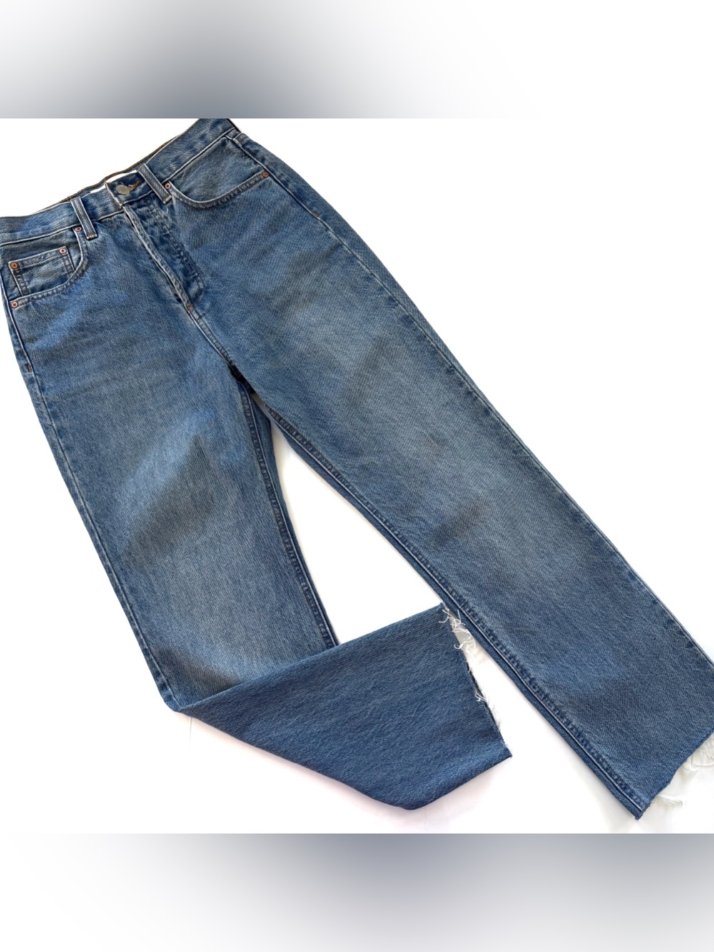 Aritzia Denim Forum Jeans Women’s 28 The Joni High Rise Loose Raw Hem